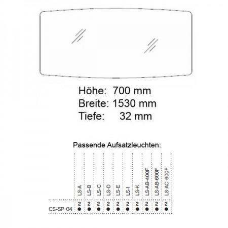 Pelipal Cassca Flächenspiegel 1530 mm  